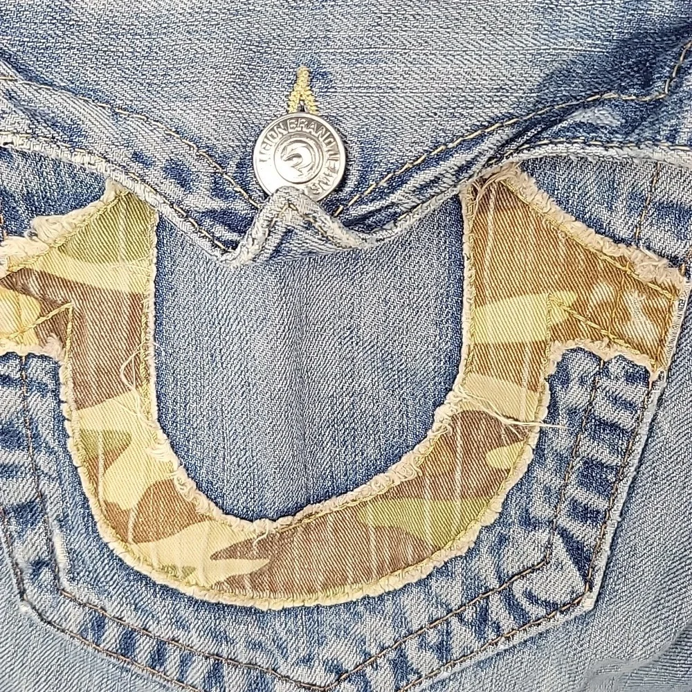 Y2K Rare True Religion Camo Flap Straight Flared Baggy Jeans‎ 34/32